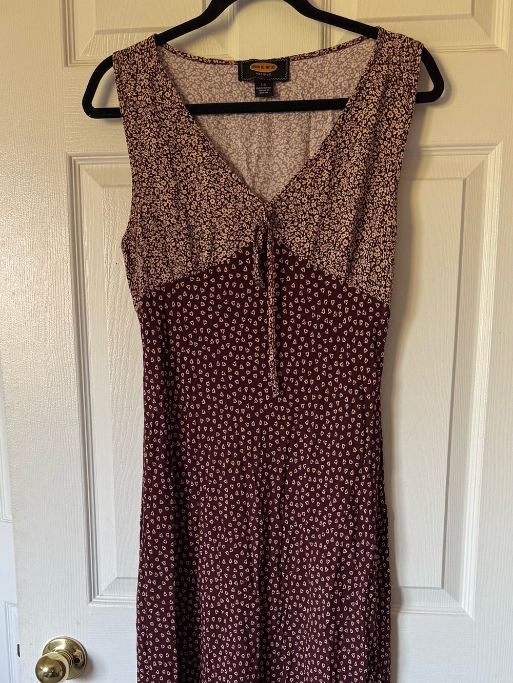 Urban Outfitters Burgundy and Cream Maxi Dress